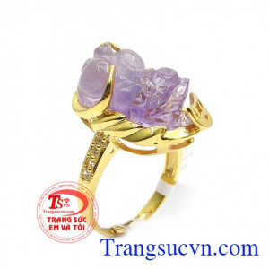 Nhẫn nữ Tỳ Hưu bọc vàng đẹp thiết kế tinh xảo phù hợp nhiều lứa tuổi