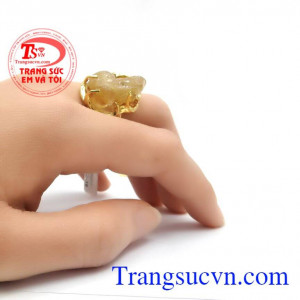 Nhẫn Tỳ Hưu Thạch Anh Tóc tinh xảo