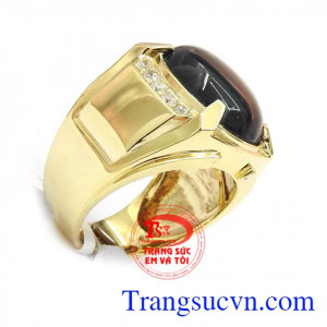 Nhẫn nam Saphire tự nhiên vàng 14k bền đẹp, chất lượng