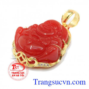 Mặt dây phật di lặc tiền tài là sản phẩm được chế tác bọc vàng đẹp, sang trọng, mang ý nghĩa tiền tài đầy ắp, sung túc, mang lại nhiều may mắn, súc khỏe