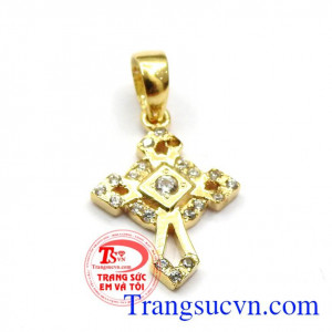 Mặt dây thánh giá vàng tây.Mặt dây được chế tác từ vàng tây sáng bóng, tính bền đẹp cao,Mặt dây thánh giá vàng tây