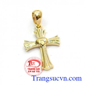 Mặt thánh giá vàng 10k vô cùng nhẹ nhàng, trang nhã,Mặt thánh giá vàng 10k