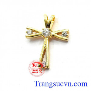 Mặt Thánh Giá vàng đẹp đeo cùng dây chuyền vàng nữ,mang may mắn cho người đeo,Bình an tự tại, cùng sức khỏe