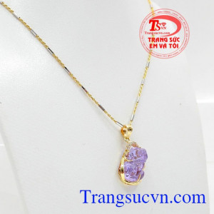 Bộ dây chuyến Tỳ Hưu chiêu tài tinh xảo thời trang, bộ dây chuyền nữ mặt Tỳ Hưu bọc vàng