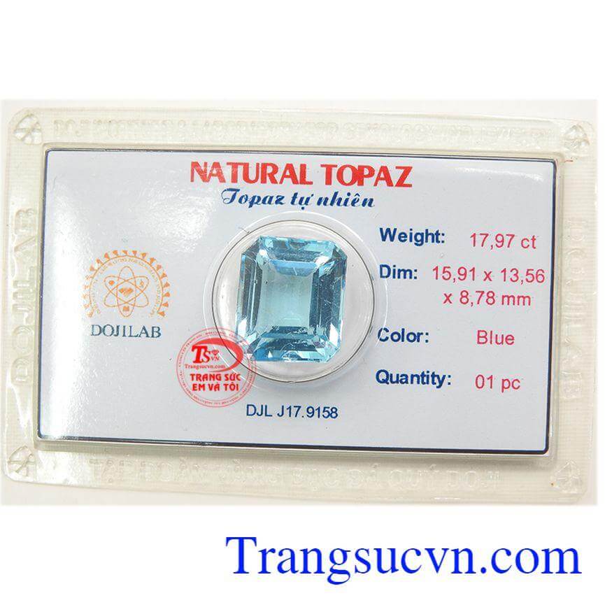 Đá topaz xanh hình chữ nhật