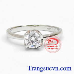 Nhẫn nữ vàng trắng tinh xảo vàng 18k