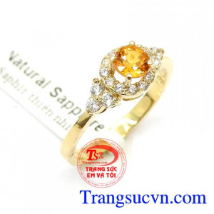 Nhẫn Nữ Sapphire Vàng Tây Phong Cách