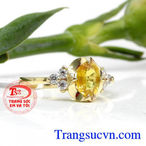 Nhẫn nữ vàng gắn đá quý Sapphire thiên nhiên dành cho phái đẹp, đeo hợp thời trang và quý phái