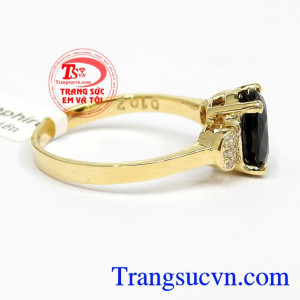 Nhẫn nữ vàng gắn đá quý Sapphire thiên nhiên dành cho phái đẹp, đeo hợp thời trang và quý phái