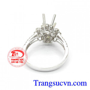 Vỏ Nhẫn Nữ Kim Cương Thiên Nhiên vàng 14k đẹp.
