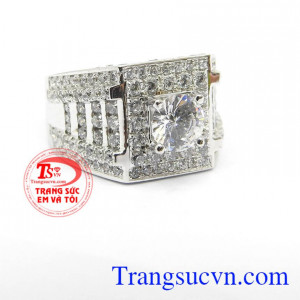 Nhẫn nam vàng trắng sang trọng