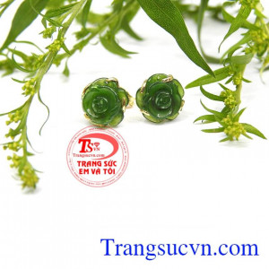Mang đến nhiều may mắn, sức khỏe và hạnh phúc. Hoa tai hoa hồng nephrite 