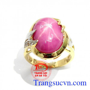 Nhẫn Ruby Sao Sang Trọng Quý Phái, nhẫn nữ vàng tây, Nhẫn nữ Ruby sao nhân tạo