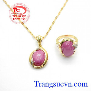 Bộ dây chuyền Ruby sao nhân tạo sang trọng,Bộ Trang Sức Ruby Sao Quý Phái