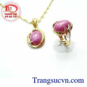 Bộ Trang Sức Ruby Sao Quý Phái, bộ dây chuyền giành cho phái đẹp,Bộ Trang Sức Ruby Sao Quý Phái