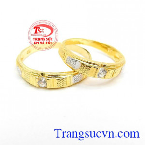 Nhẫn Cưới Hạnh Phúc Viên Mãn, Nhẫn cưới vàng tây, Nhẫn cưới vàng 10k bền đẹp