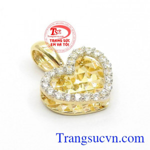 Mặt dây chuyền vàng 10k,Mặt Dây Trái Tim Nhập Hàn Quốc