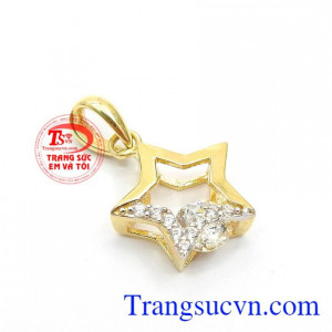 Mặt dây chuyền vàng 10k,Mặt Dây Ngôi Sao Đính Đá