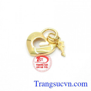 Mặt dây vàng 10k,Mặt Dây Chuyền Vàng Khóa Trái Tim