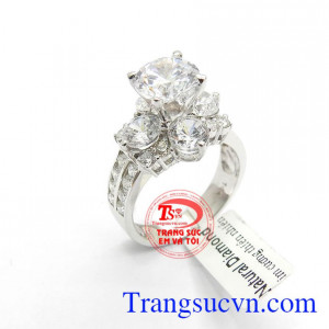 Nhẫn Nữ Kim Cương Phong Cách, Nhẫn nữ vàng trắng đính Kim Cương