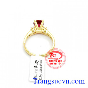 Nhẫn nữ vàng gắn đá quý ruby thiên nhiên dành cho phái đẹp, đeo hợp thời trang và quý phái