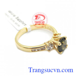 Nhẫn nữ vàng gắn đá quý Sapphire thiên nhiên dành cho phái đẹp, đeo hợp thời trang và quý phái