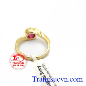 Nhẫn nữ vàng gắn đá quý ruby thiên nhiên dành cho phái đẹp, đeo hợp thời trang và quý phái