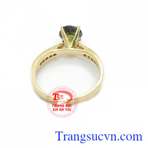 Nhẫn nữ vàng gắn đá quý Sapphire thiên nhiên dành cho phái đẹp, đeo hợp thời trang và quý phái