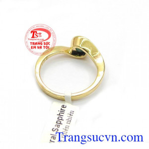 Nhẫn nữ vàng gắn đá quý Sapphire thiên nhiên dành cho phái đẹp, đeo hợp thời trang và quý phái