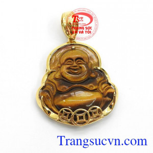 Mặt dây phật di lặc may mắn là sản phẩm đá mắt hổ bọc vàng 10k sang trọng, mang đến may mắn, hạnh phúc, vui vẻ cho người đeo