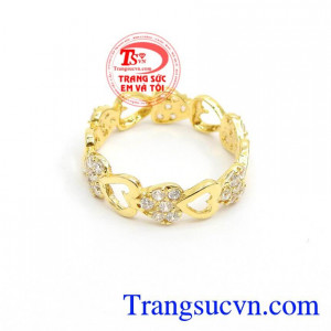 Nhẫn Nữ Đính Đá Trái Tim vàng 10k bền đẹp, sáng bóng thương hiệu Em Và Tôi