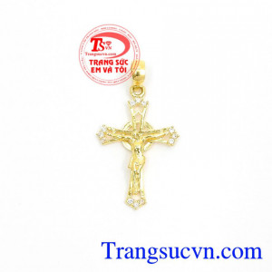 Mặt Dây Chuyền Thánh Giá Đẹp vàng 10k bền đẹp thương hiệu Em Và Tôi,Mặt Dây Chuyền Thánh Giá Đẹp
