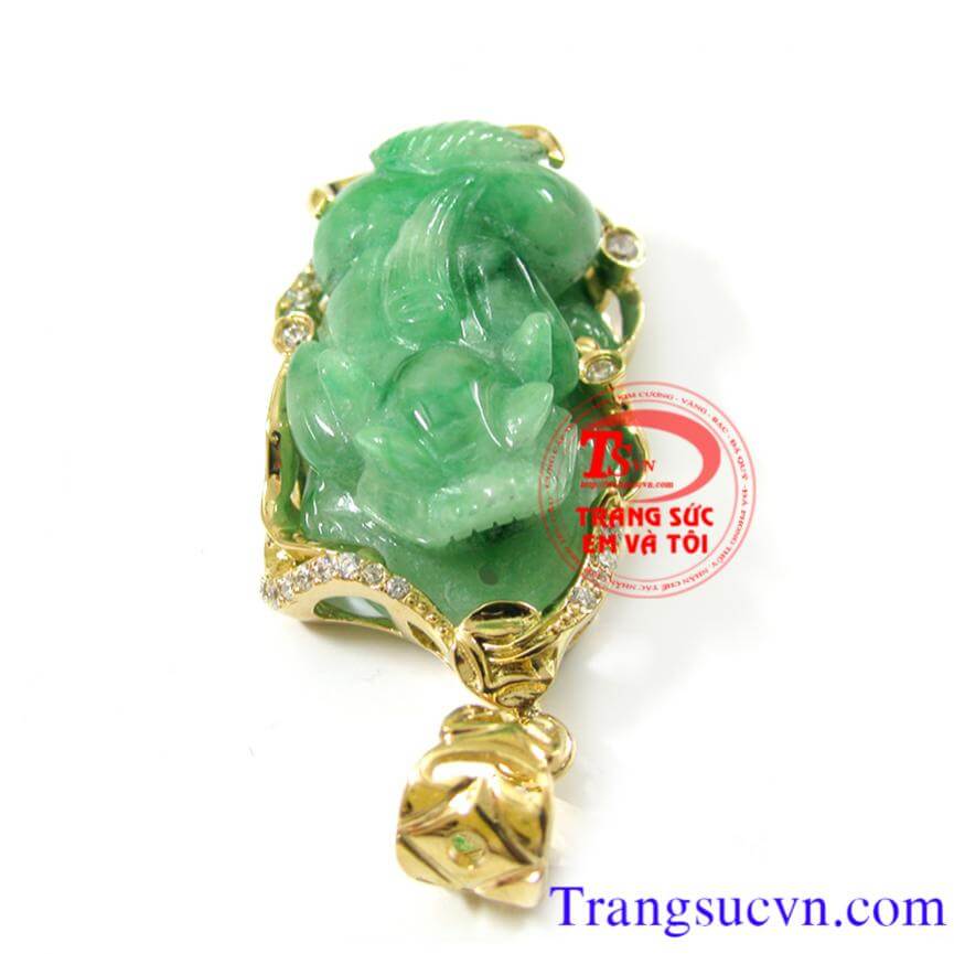 Tỳ hưu bọc vàng 14k Jadeite