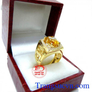 Nhẫn nam thạch anh vàng thiên nhiên
