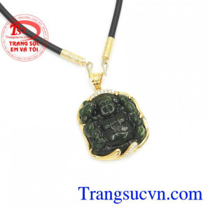 Phật ngọc cẩm thạch bọc vàng 14k
