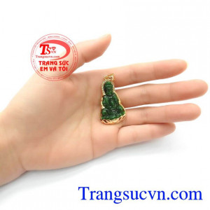 Phật ngọc cẩm thạch bọc vàng 14k