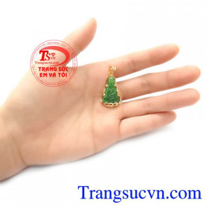 Phật ngọc cẩm thạch bọc vàng 14k