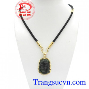 Bộ Dây Chuyền Chúa Giêsu Bình An chế tác đẹp, chất lượng cao, Bộ dây chuyền ngọc bích bọc vàng 14k