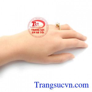 Nhẫn Nữ Đính Đá Đẹp vàng tây