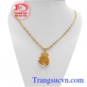 Mặt dây hồ ly may mắn làm từ thạch anh tóc thiên nhiên, bảo hành 6 tháng, giao hàng nhanh trên toàn quốc,Mặt dây hồ ly may mắn