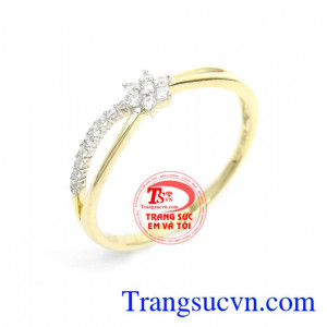 Nhẫn Nữ Korea Vàng Tây Đá Đẹp vàng 10k chất lượng cao, bảo hành 06 tháng