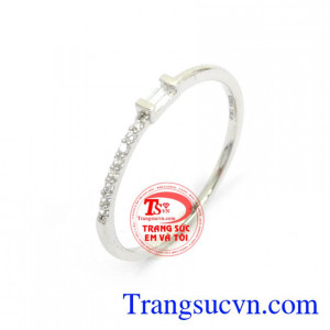 Nhẫn Nữ Vàng Trắng Nhập Khẩu Phong Cách vàng 10k kiểu dáng đẹp, chất lượng cao