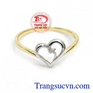 Nhẫn Nữ Trái Tim Độc Đáo vàng 10k nhập khẩu Hàn Quốc, chất lượng cao, phù hợp nhiều phong cách thời trang mới