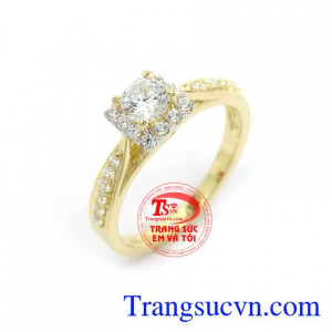 Nhẫn Vàng Hàn Quốc Đính Đá thiết kế nhẹ nhàng, sang trọng, quý phái, phù hợp thời trang phí đẹp