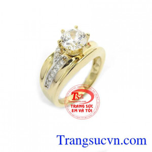 Nhẫn nữ vàng mới, Nhẫn Nữ Đính Đá Cá Tính chế tác công nghệ 3D cao cấp, đường nét mềm mại, mới lạ, tôn lên vẻ đẹp quý phái, sang trọng phái đẹp