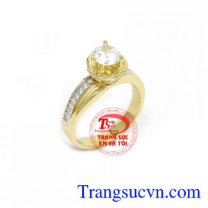 Nhẫn Nữ Hàn Quốc Đá Đẹp nhập khẩu nguyên chiếc, nhẫn nữ vàng 10k