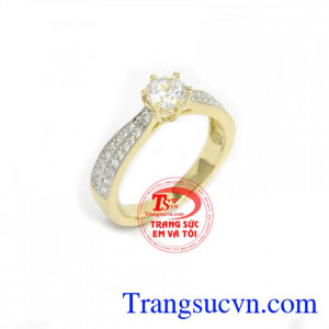 Nhẫn Vàng Kết Đá Nhỏ Xinh phong cách Hàn Quốc nhẹ nhàng, tinh tế dành cho phái đẹp, phù hợp nhiều phong cách thời trang đa dạng