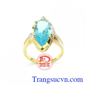 Nhẫn Nữ Vàng Tây Phái Đẹp Mới vàng 10k gắn đá nhân tạo màu sắc tươi sáng với chế tác tinh xảo, tinh tế mang đến nét dịu dáng, quý phái cho phái đẹp