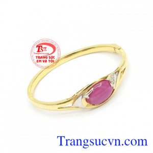 Vòng Tay Bình An May Mắn vàng 10k gắn Ruby nhân tạo bền đẹp, chất lượng.