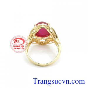 Nhẫn nữ vàng gắn đá quý ruby dành cho phái đẹp, đeo hợp thời trang và quý phái